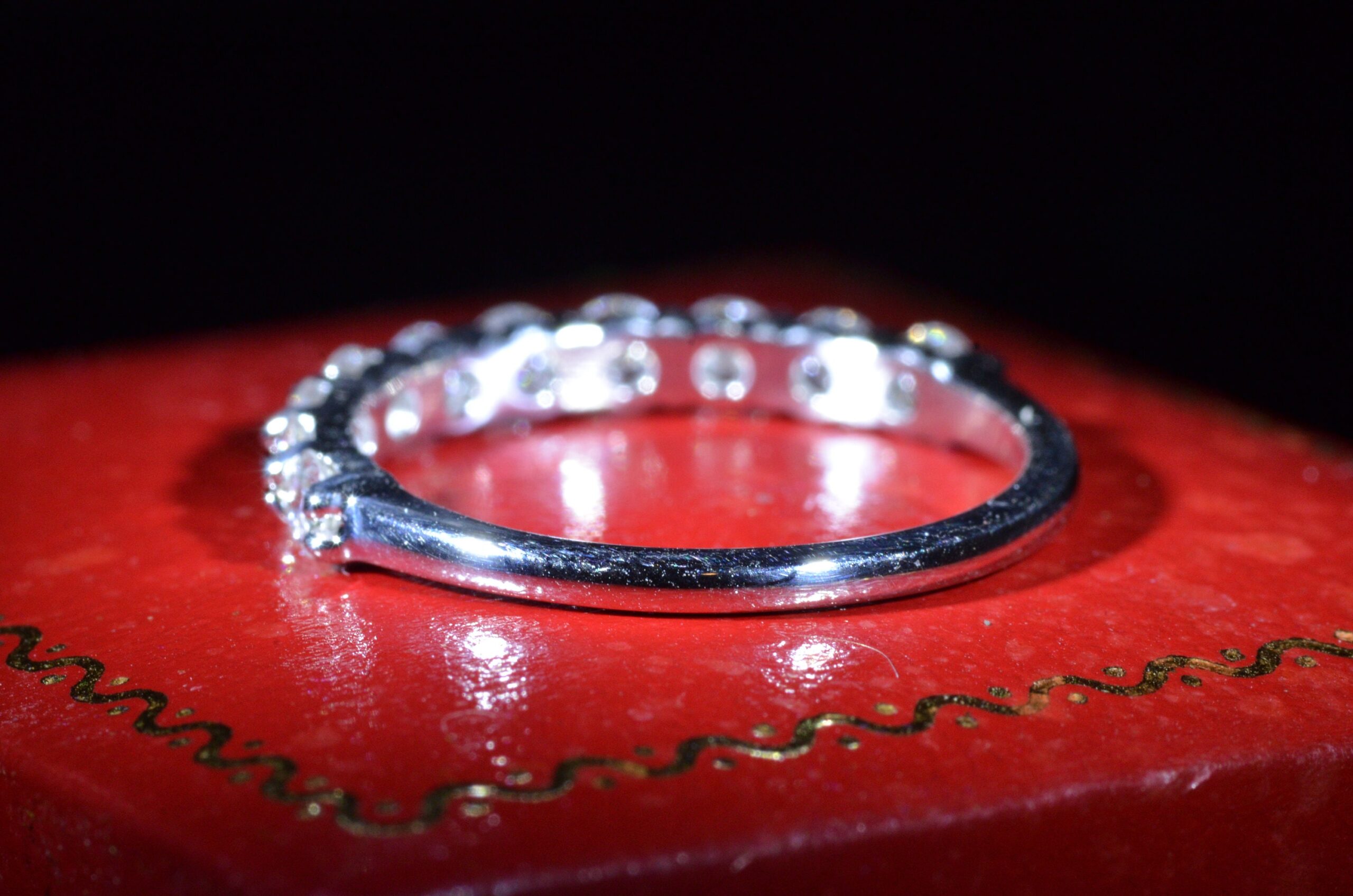 The El Paso: Custom 14 Karat White Gold Shared Prong Band Set with 0.90 Carats of Diamonds - Image 7
