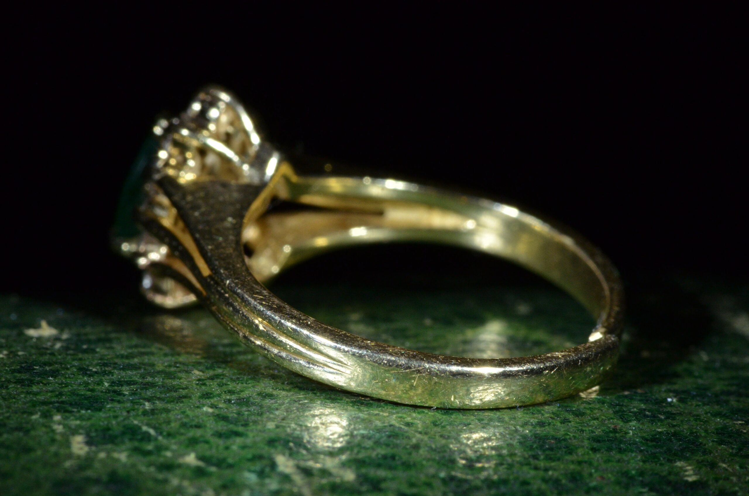 SOLD - The Alamo: Vintage Emerald & Diamond Halo Ring - Image 5