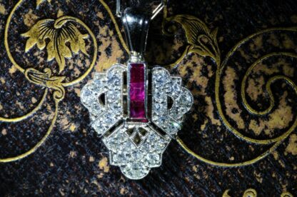 The Serenity:  Ladies Antique Filigree Pendant set with Rubies & Diamonds - Image 2