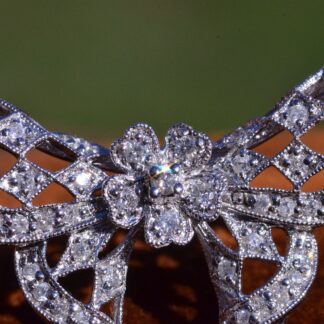 The Radiance:  Filigree Diamond Bow Pin/ Pendant Combination in White Gold