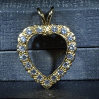 SOLD - The Burlington:  Vintage 14 Karat Yellow Gold and Diamond Heart Pendant