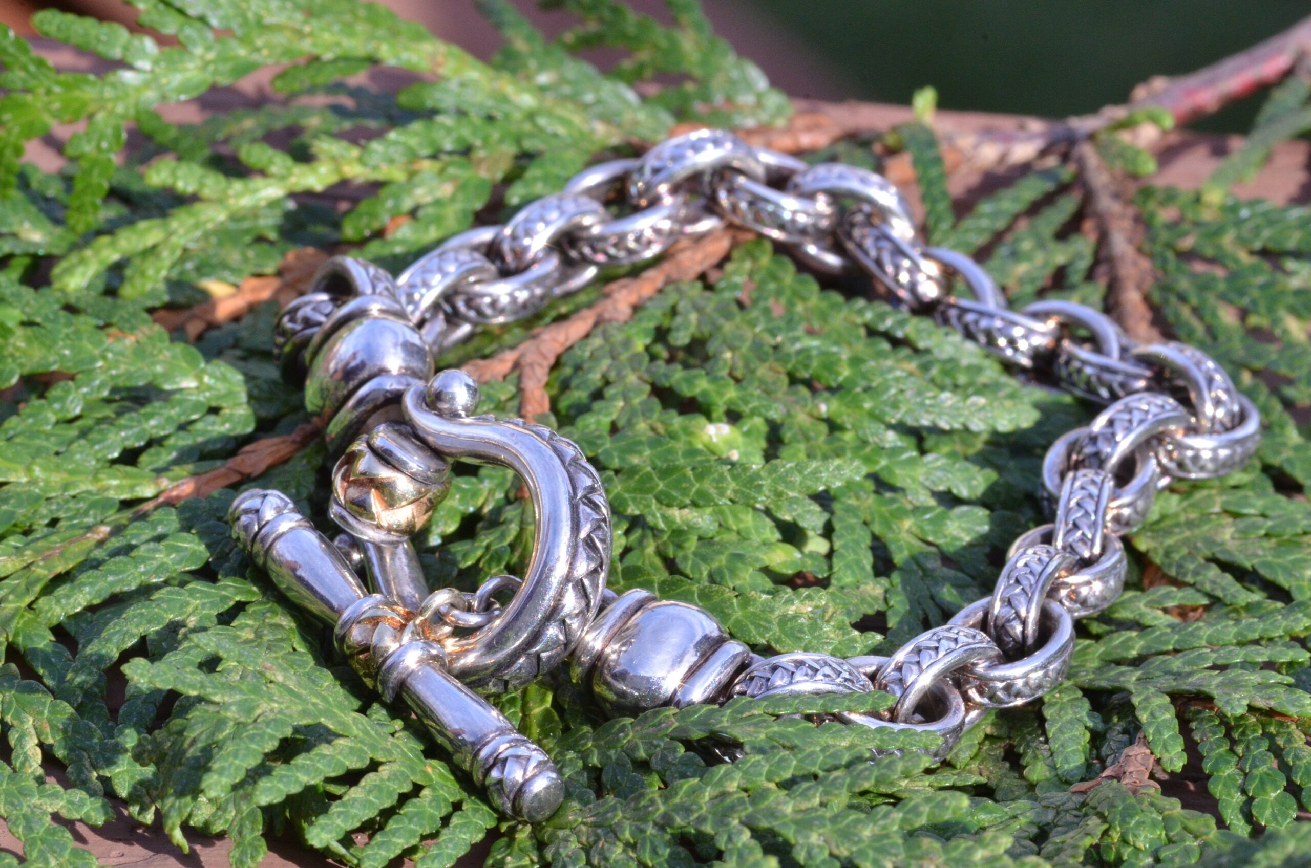 SOLD - The Daphne: Scott Kay Signed Sterling & Gold Toggle Bracelet - Image 6