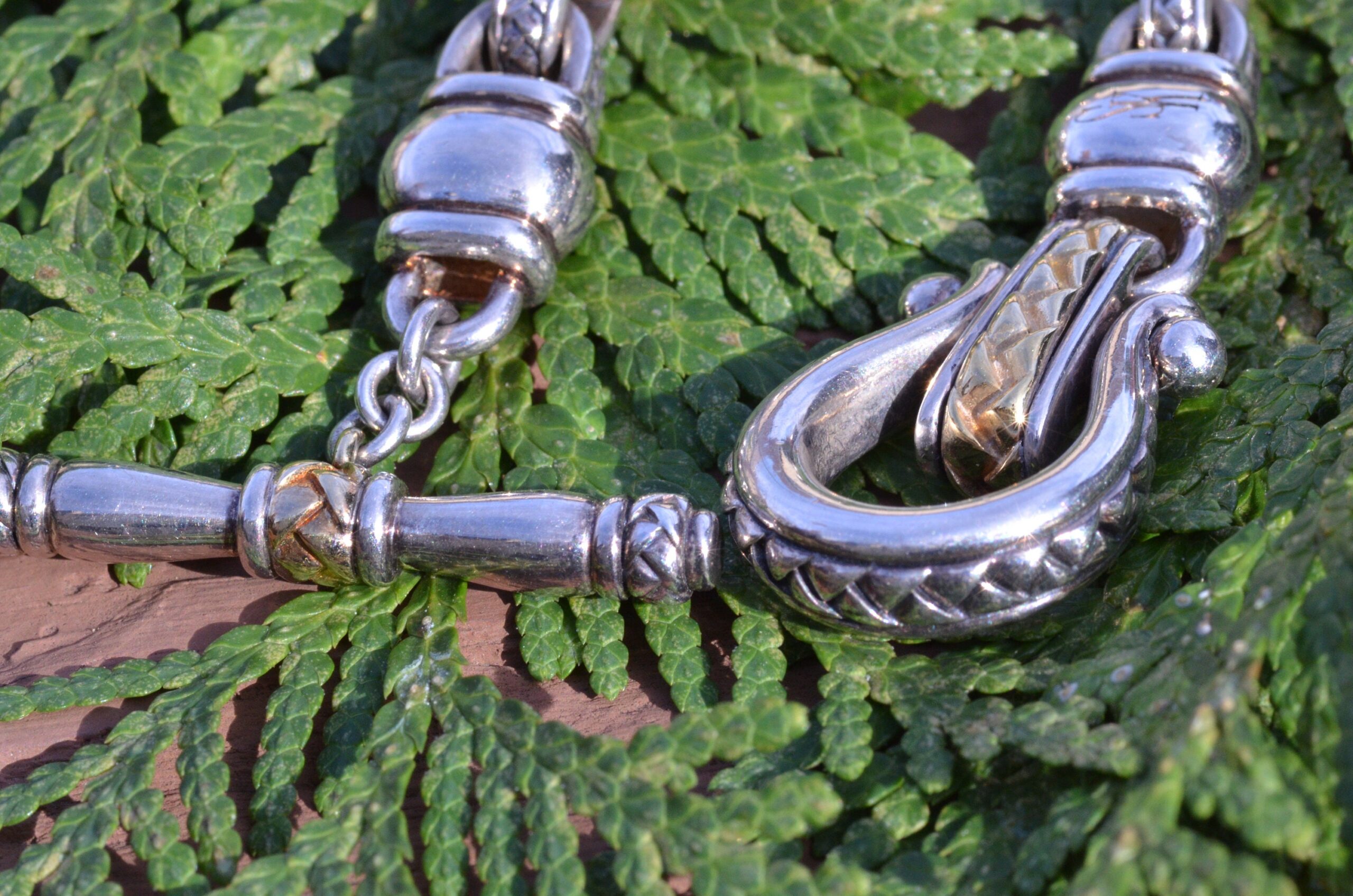 SOLD - The Daphne: Scott Kay Signed Sterling & Gold Toggle Bracelet - Image 7