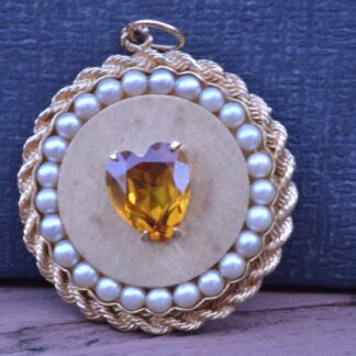 SOLD - The Portugal:  Vintage Citrine & Pearl Large Size Charm
