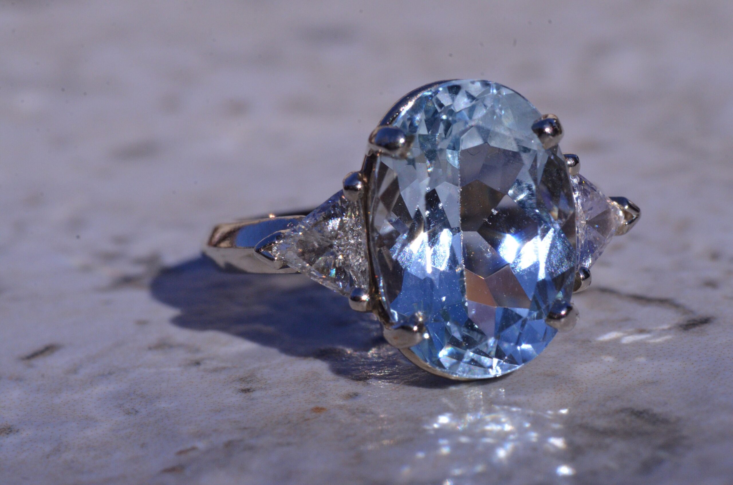 The Aubree: Lovely Aquamarine Ring set with Diamonds - Image 3