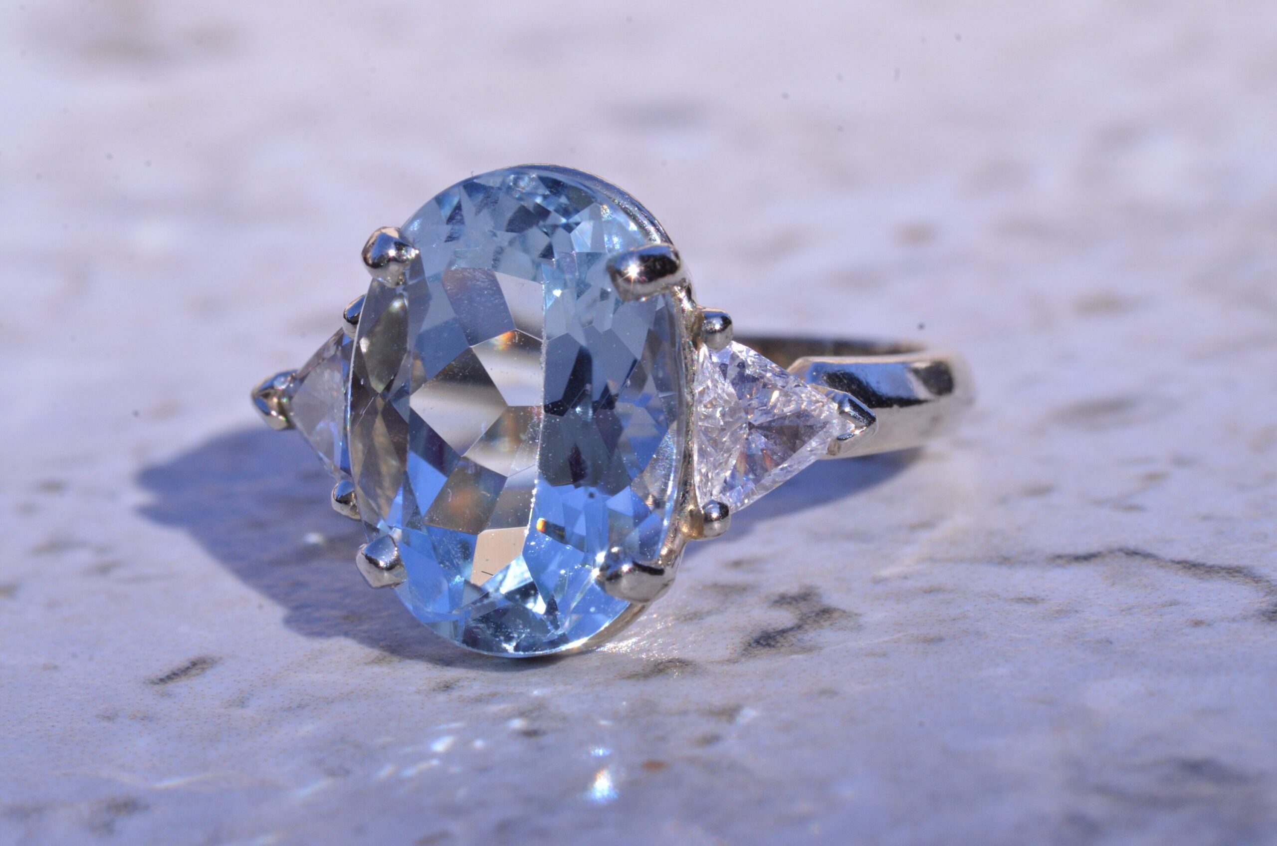 The Aubree: Lovely Aquamarine Ring set with Diamonds - Image 2