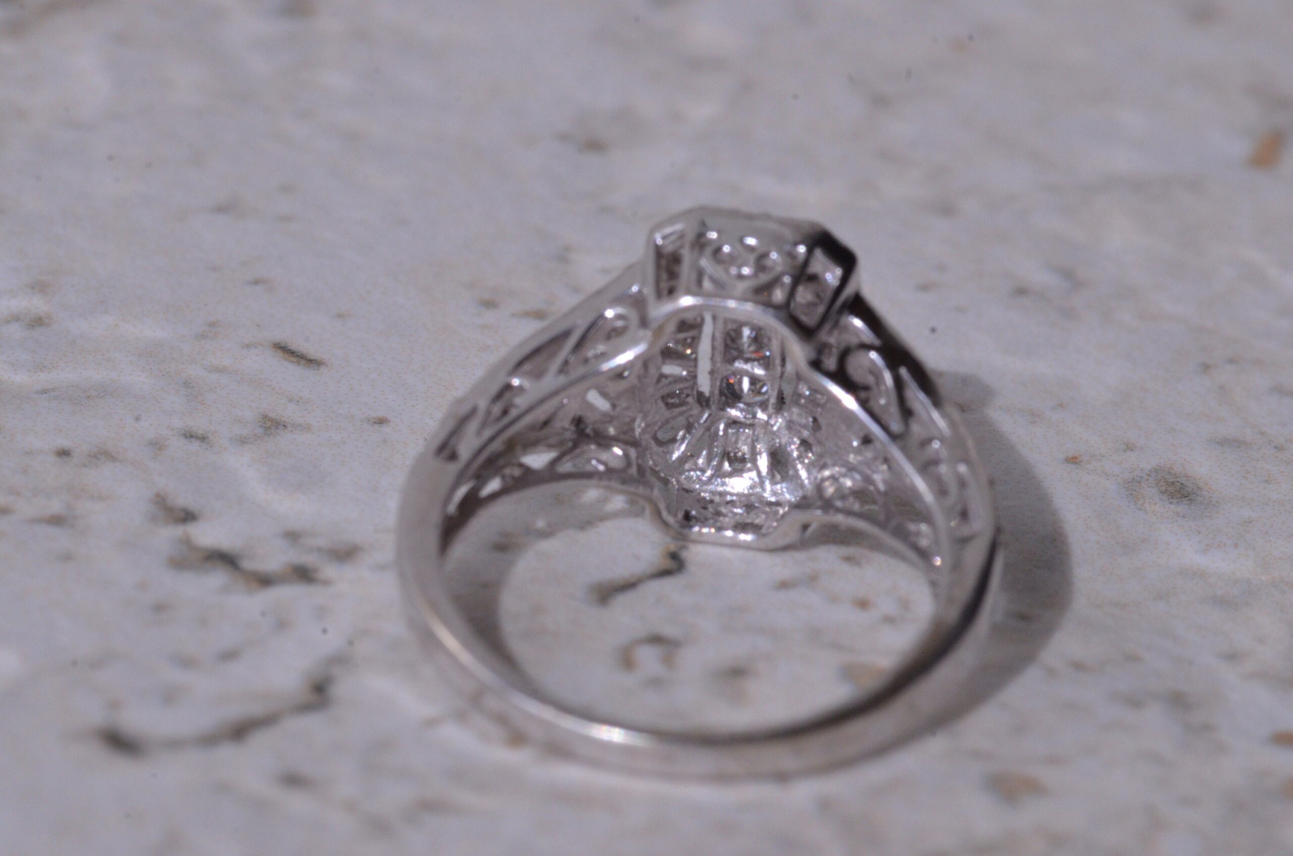 SOLD - The Dotty: Vintage 14 Karat White Gold Diamond Ring - Image 4