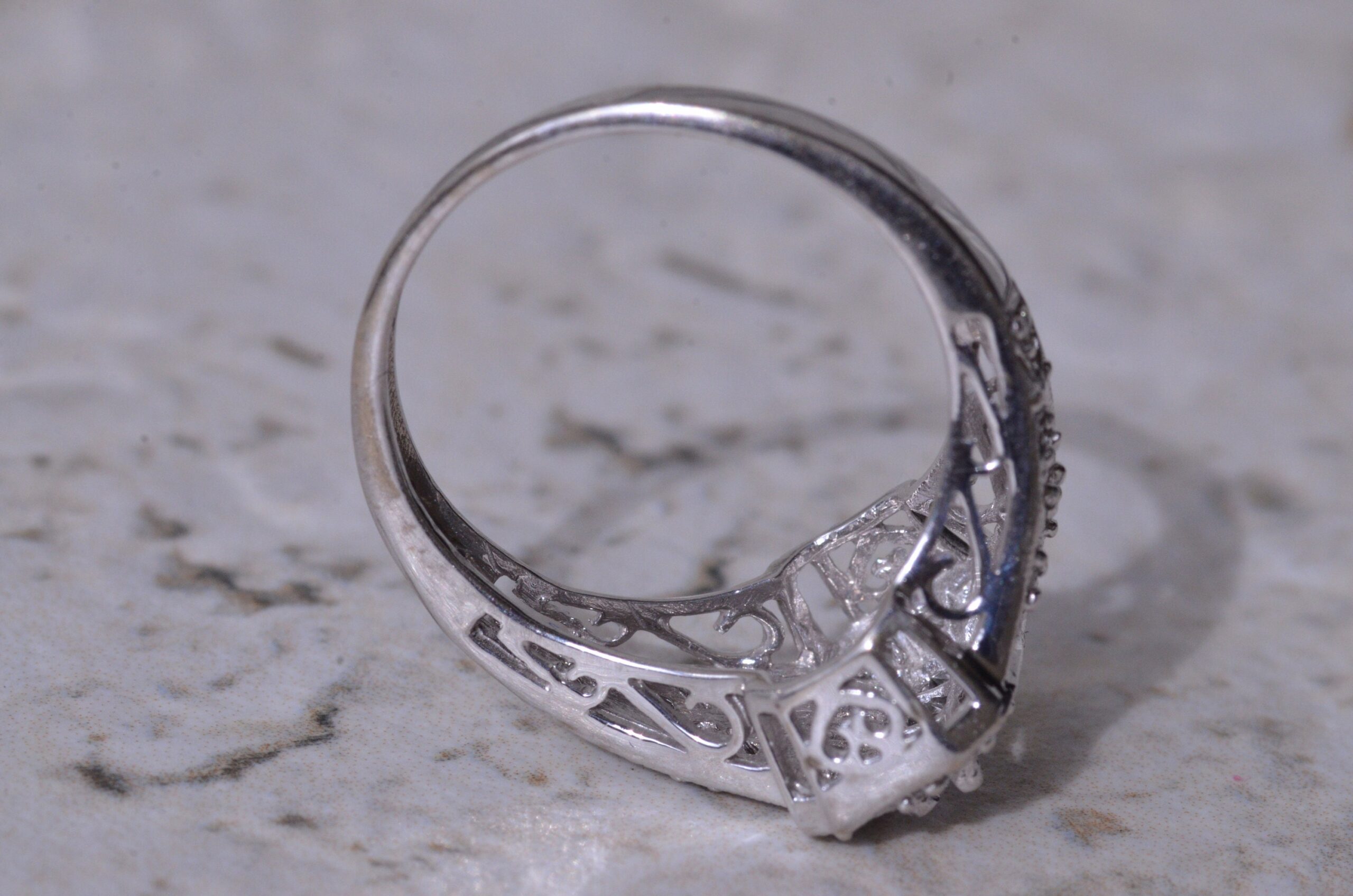 SOLD - The Dotty: Vintage 14 Karat White Gold Diamond Ring - Image 5