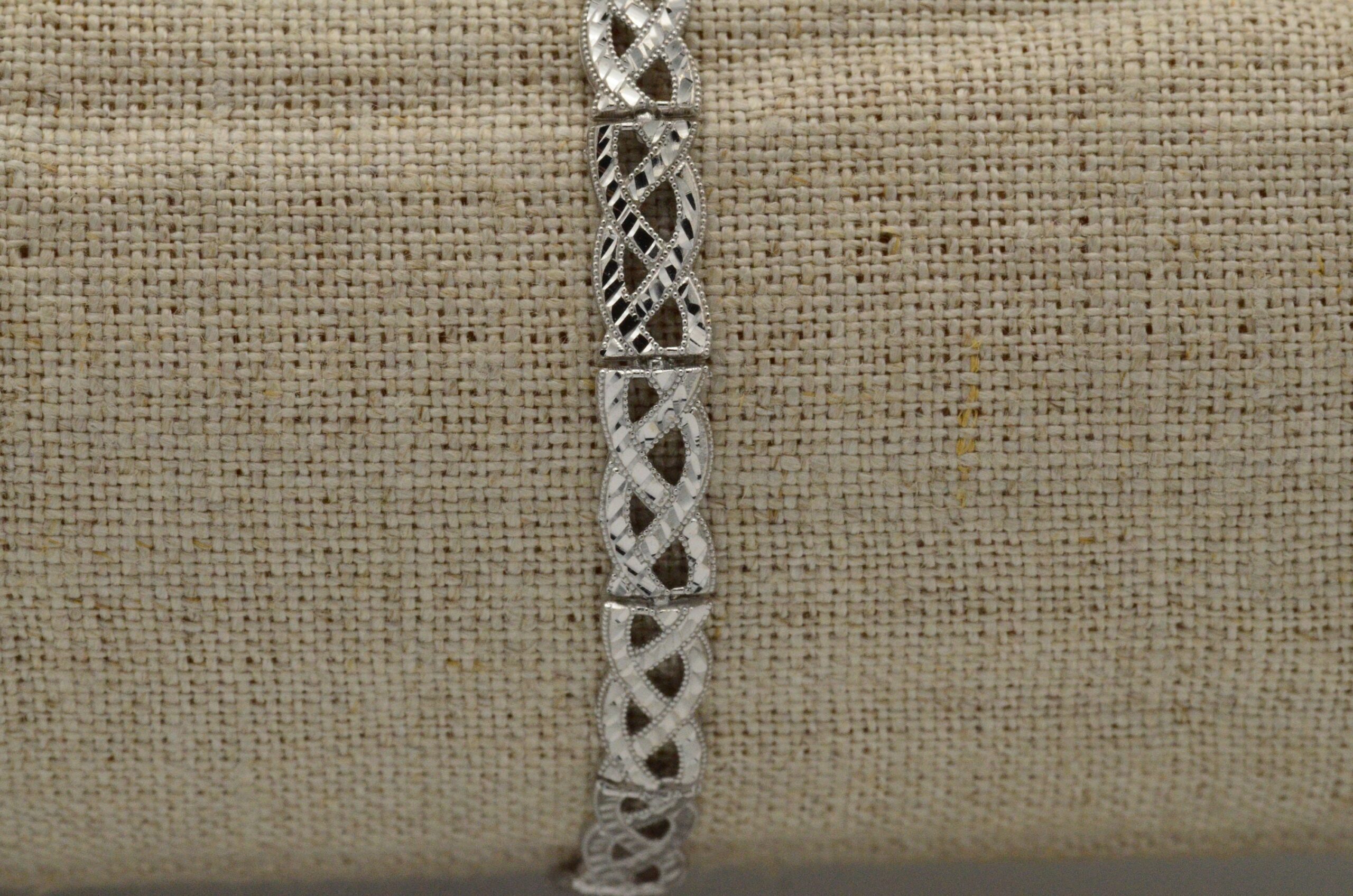 SOLD - The Darlene: Diamond Cut White Gold Bracelet - Image 5