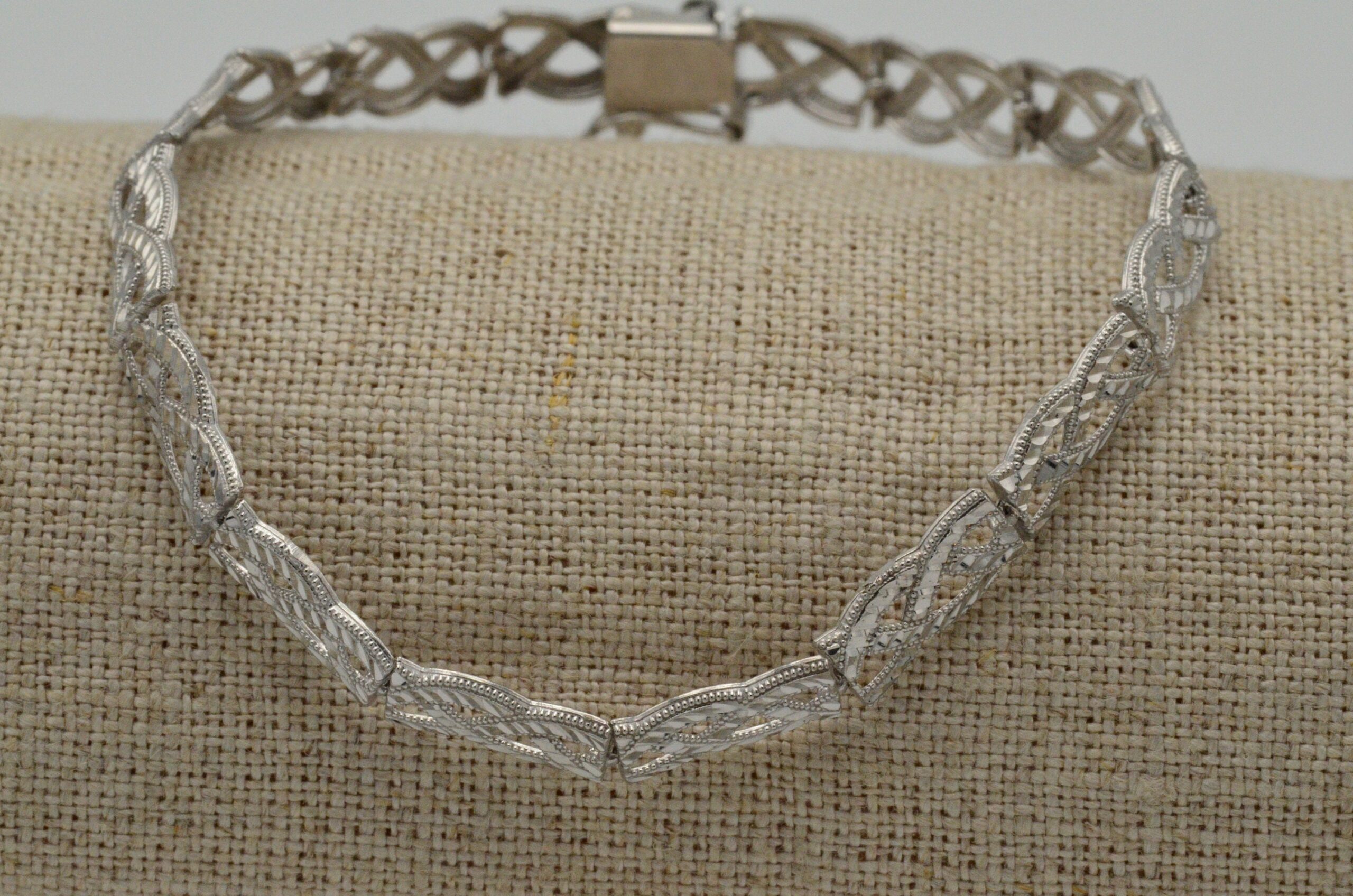 SOLD - The Darlene: Diamond Cut White Gold Bracelet - Image 8