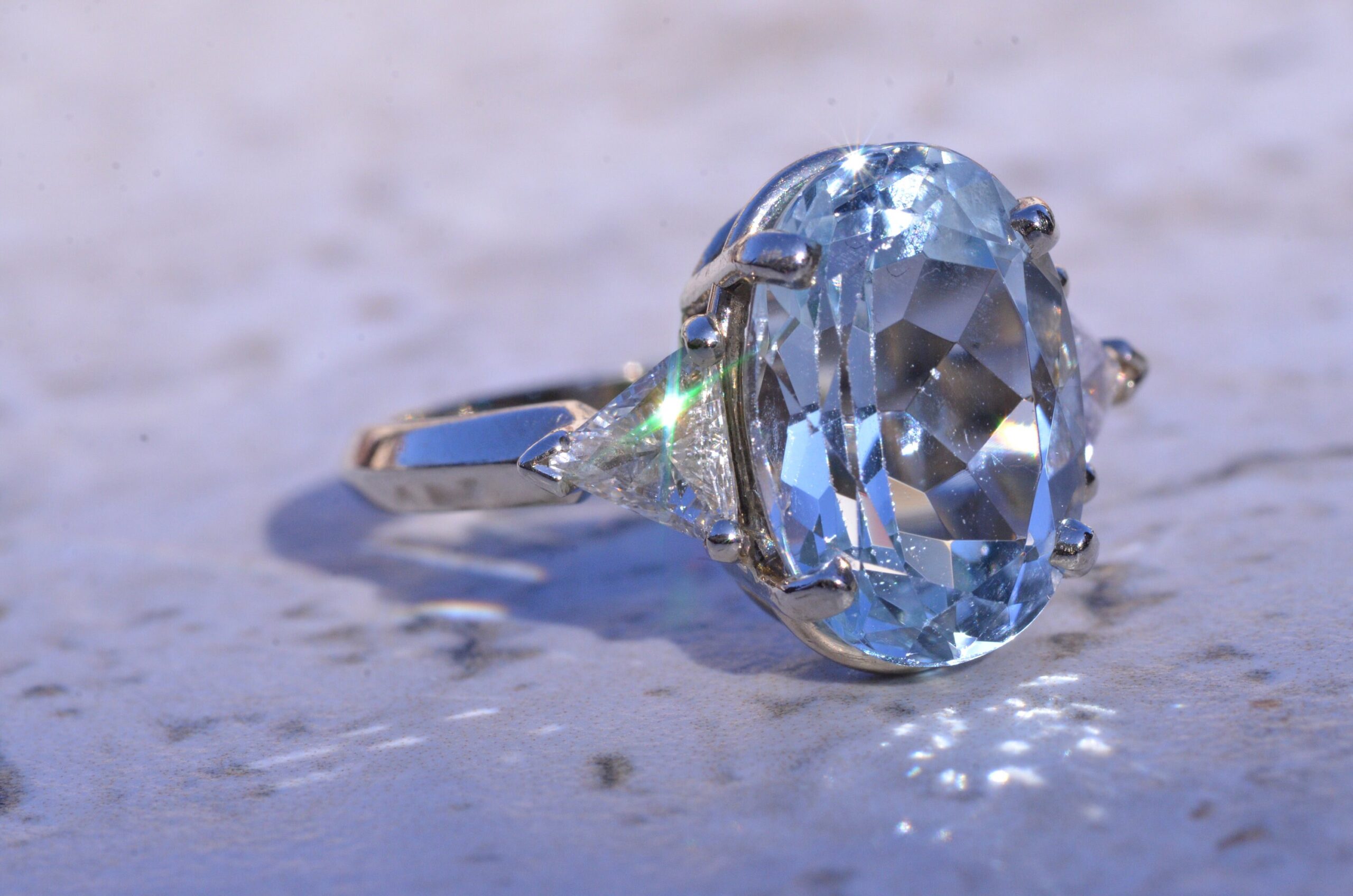 The Aubree: Lovely Aquamarine Ring set with Diamonds - Image 4