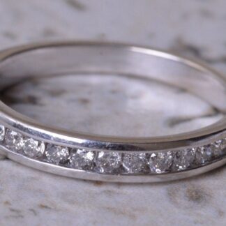 The Stack:  Vintage 14K White Gold Channel Set Diamond Stack-able Band