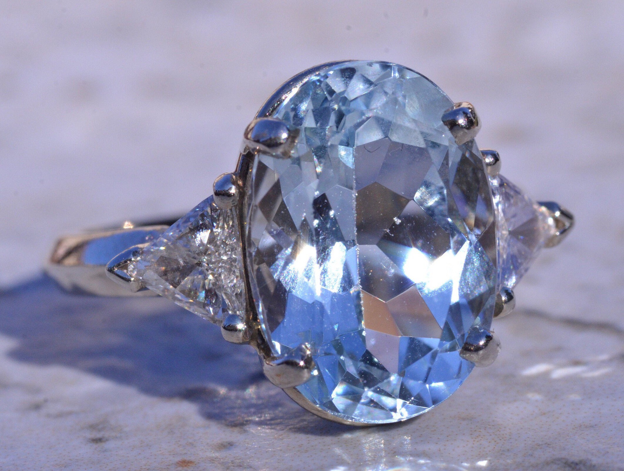 The Aubree: Lovely Aquamarine Ring set with Diamonds