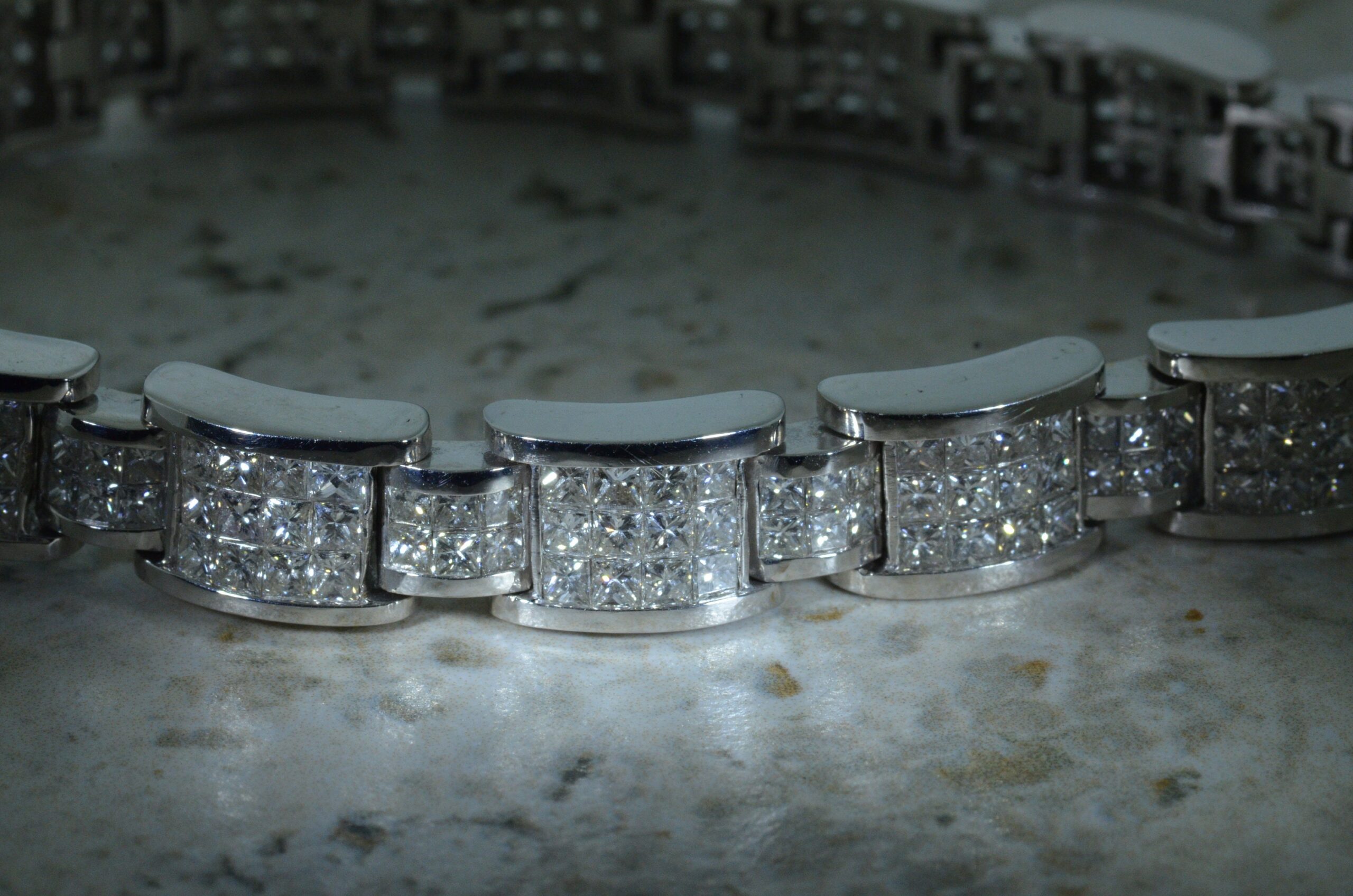 The Charlotte: Gentleman's White Gold and Diamond Bracelet - Image 8