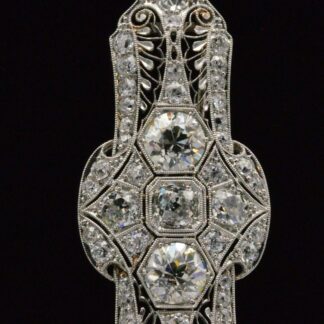 The Fontanna:  Outstanding Antique Filigree Diamond Pendant in Platinum