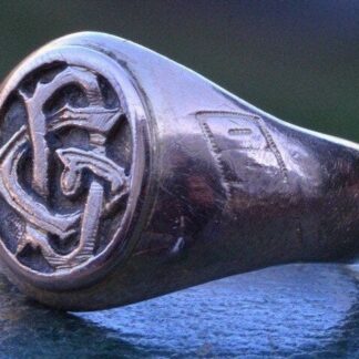 The Bolivia:  Turn of the Century 18K Rose Gold Hand Engraved Initial Ring