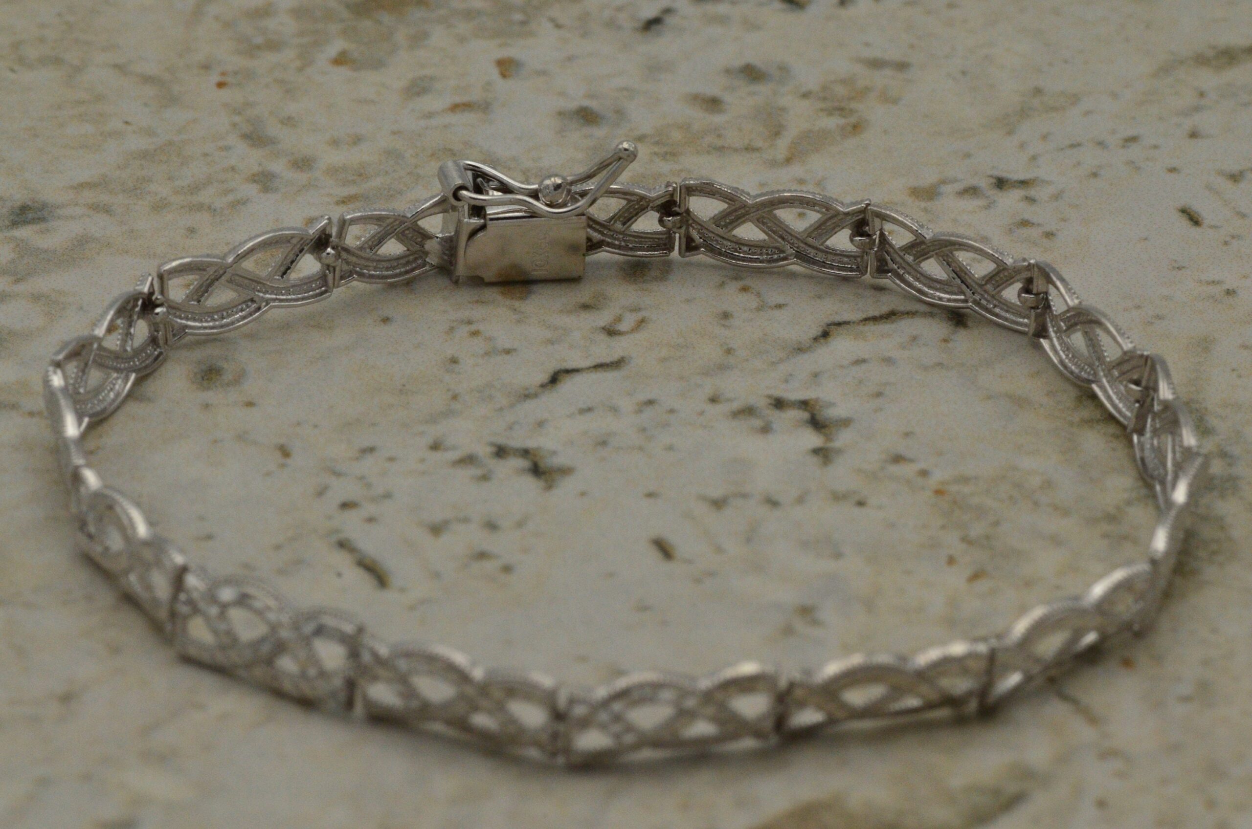 SOLD - The Darlene: Diamond Cut White Gold Bracelet - Image 3