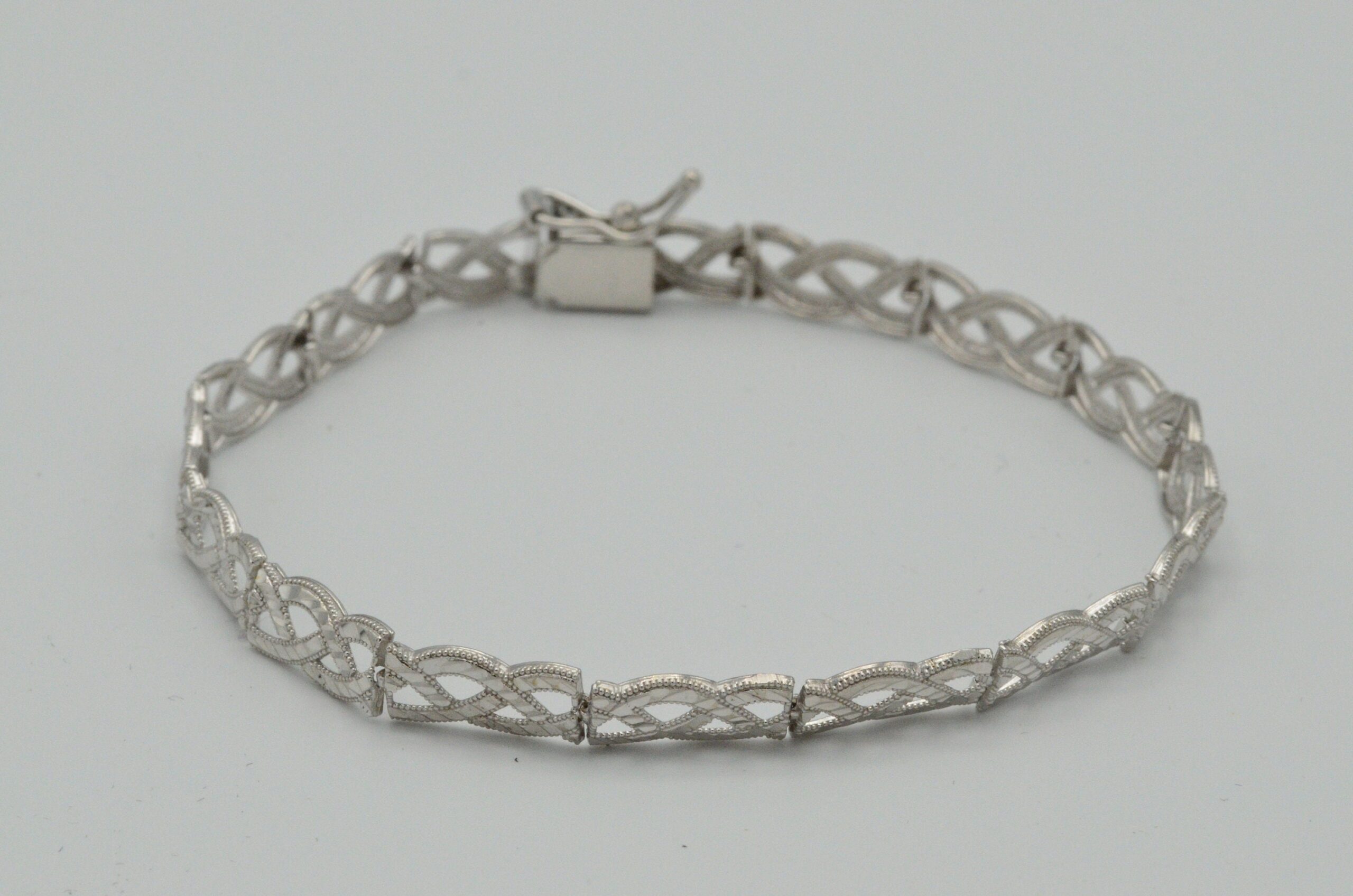 SOLD - The Darlene: Diamond Cut White Gold Bracelet - Image 4