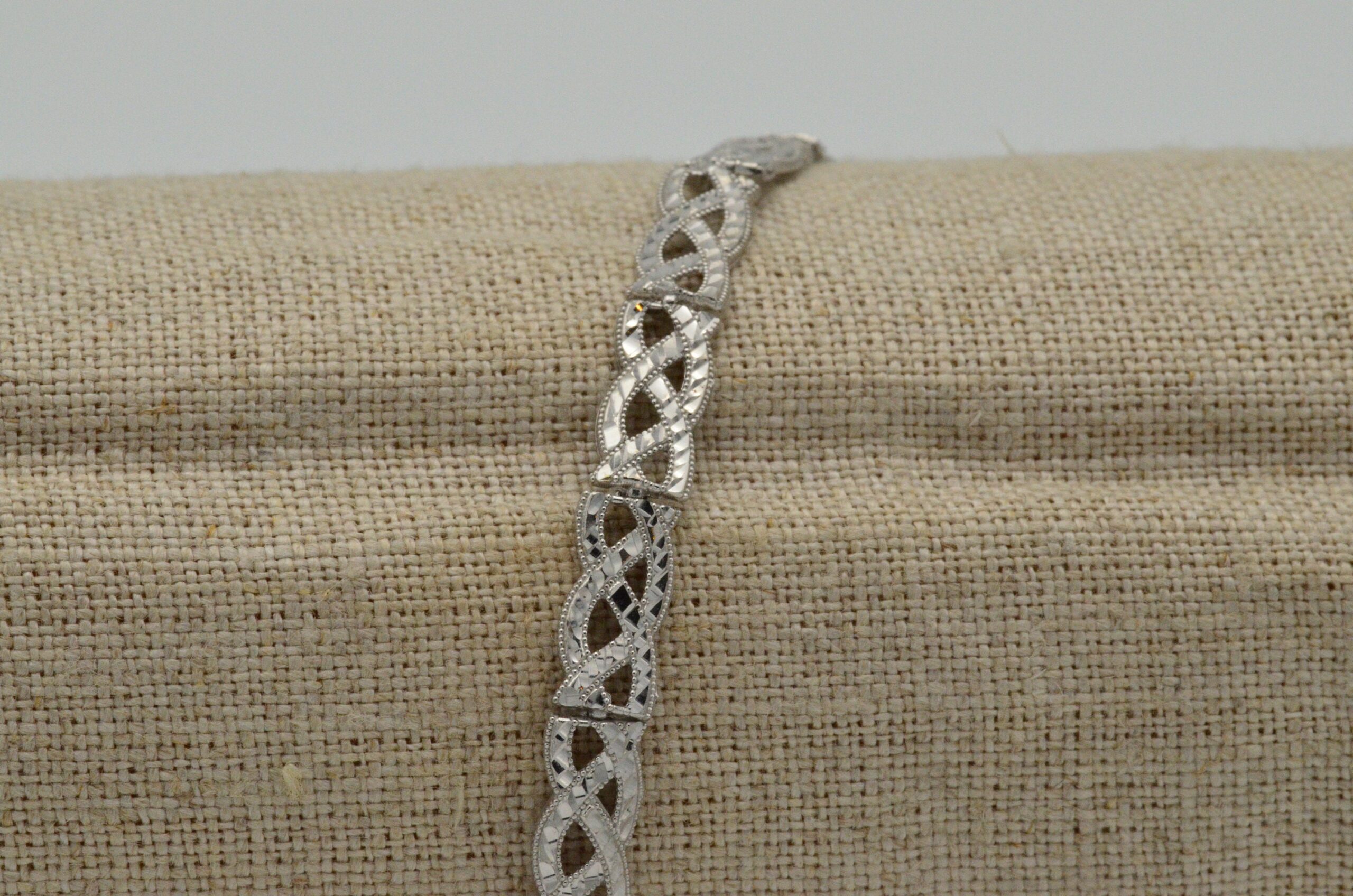 SOLD - The Darlene: Diamond Cut White Gold Bracelet - Image 6