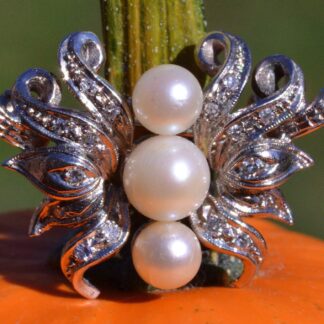 The Erica:  Antique Pearl and Diamond Pendant/ Pin Combination