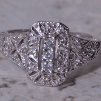 SOLD - The Dotty:  Vintage 14 Karat White Gold Diamond Ring