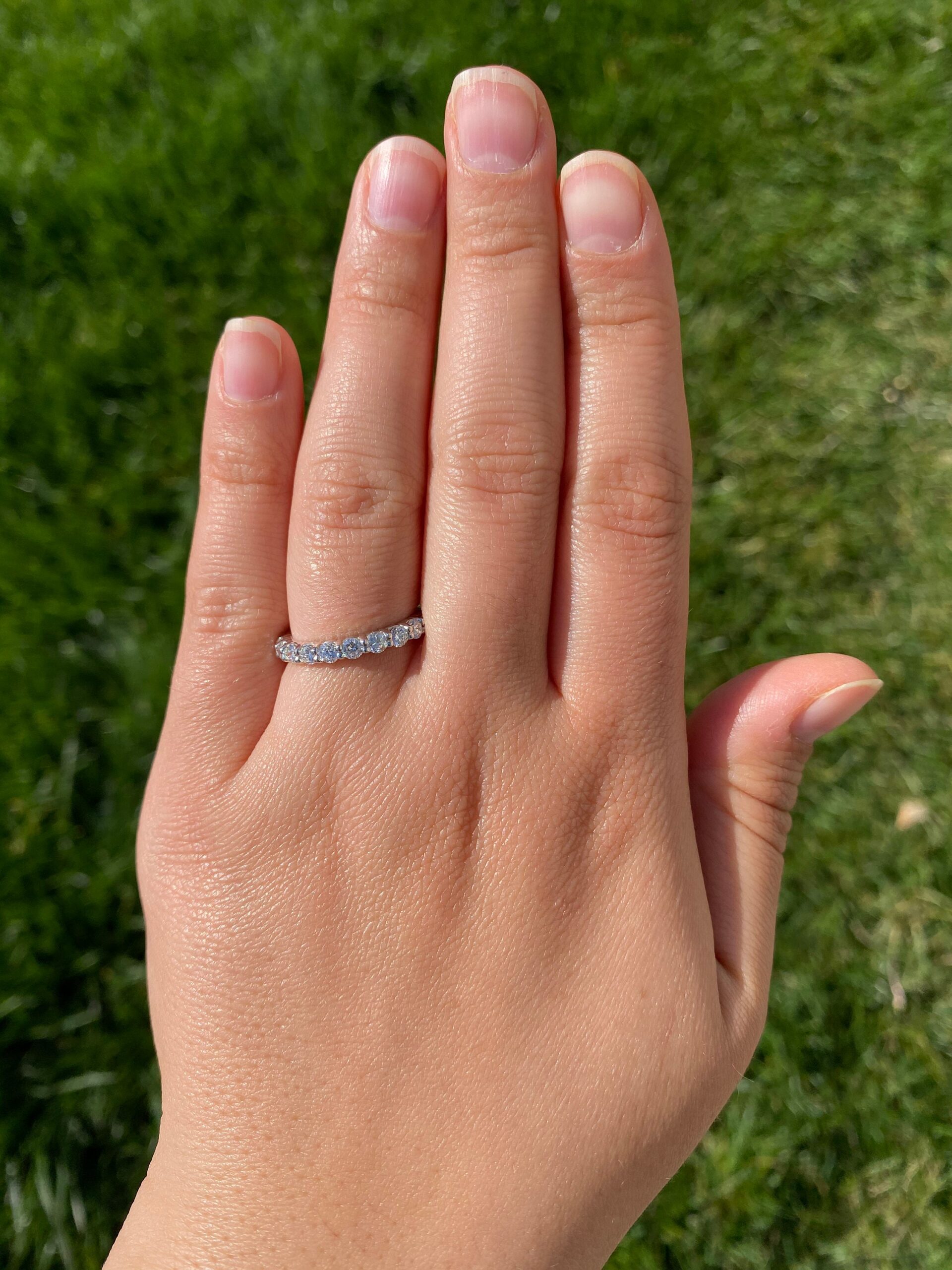 The El Paso: Custom 14 Karat White Gold Shared Prong Band Set with 0.90 Carats of Diamonds - Image 8