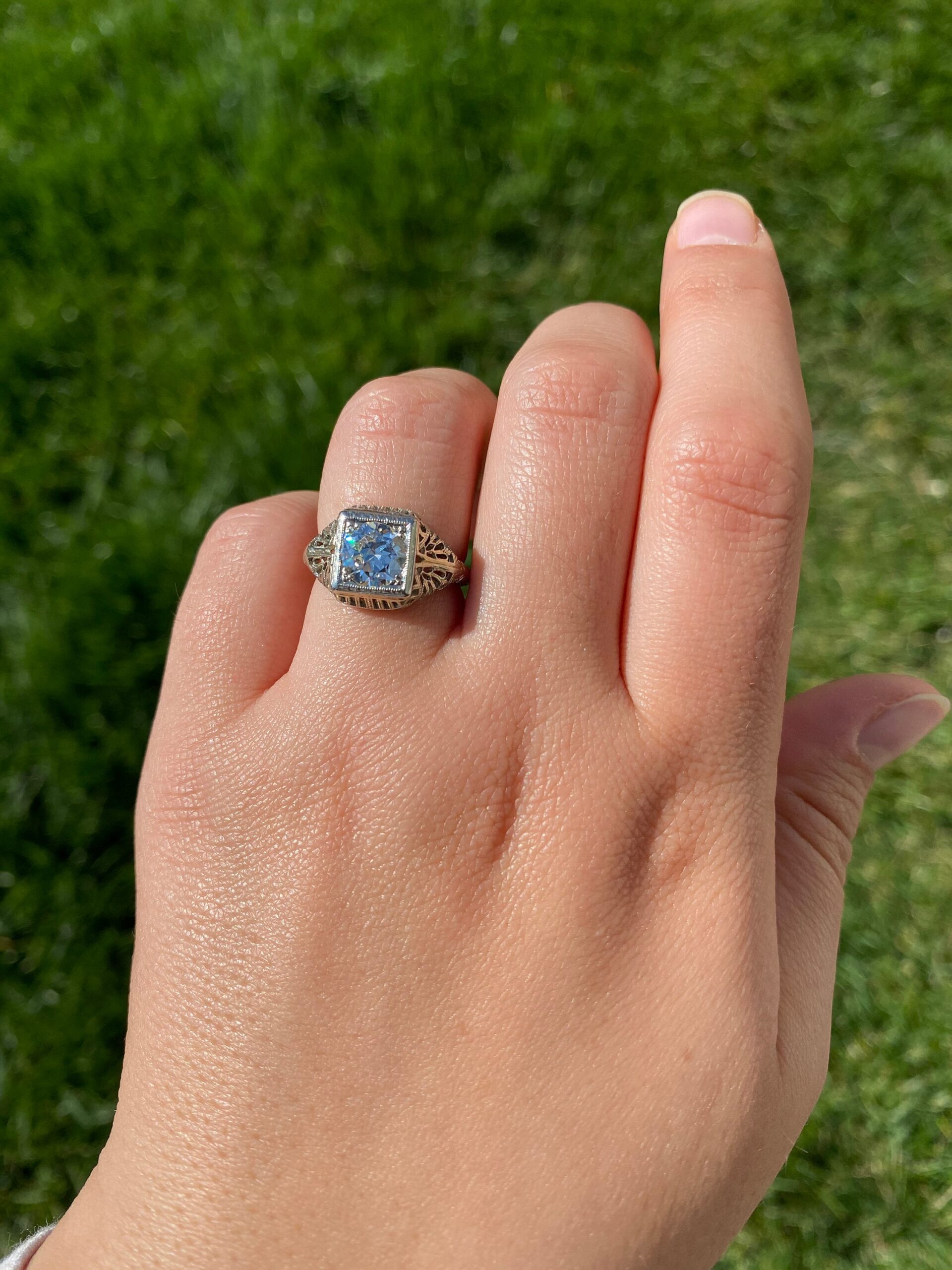 The Rebecca: Ladies 18 Karat White Gold Filigree engagement ring set with 1.30 Carat European Cut Diamond - Image 9