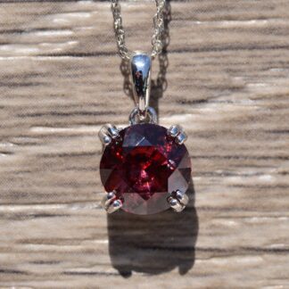 The Austell:  Natural Red Zircon in White Gold Pendant
