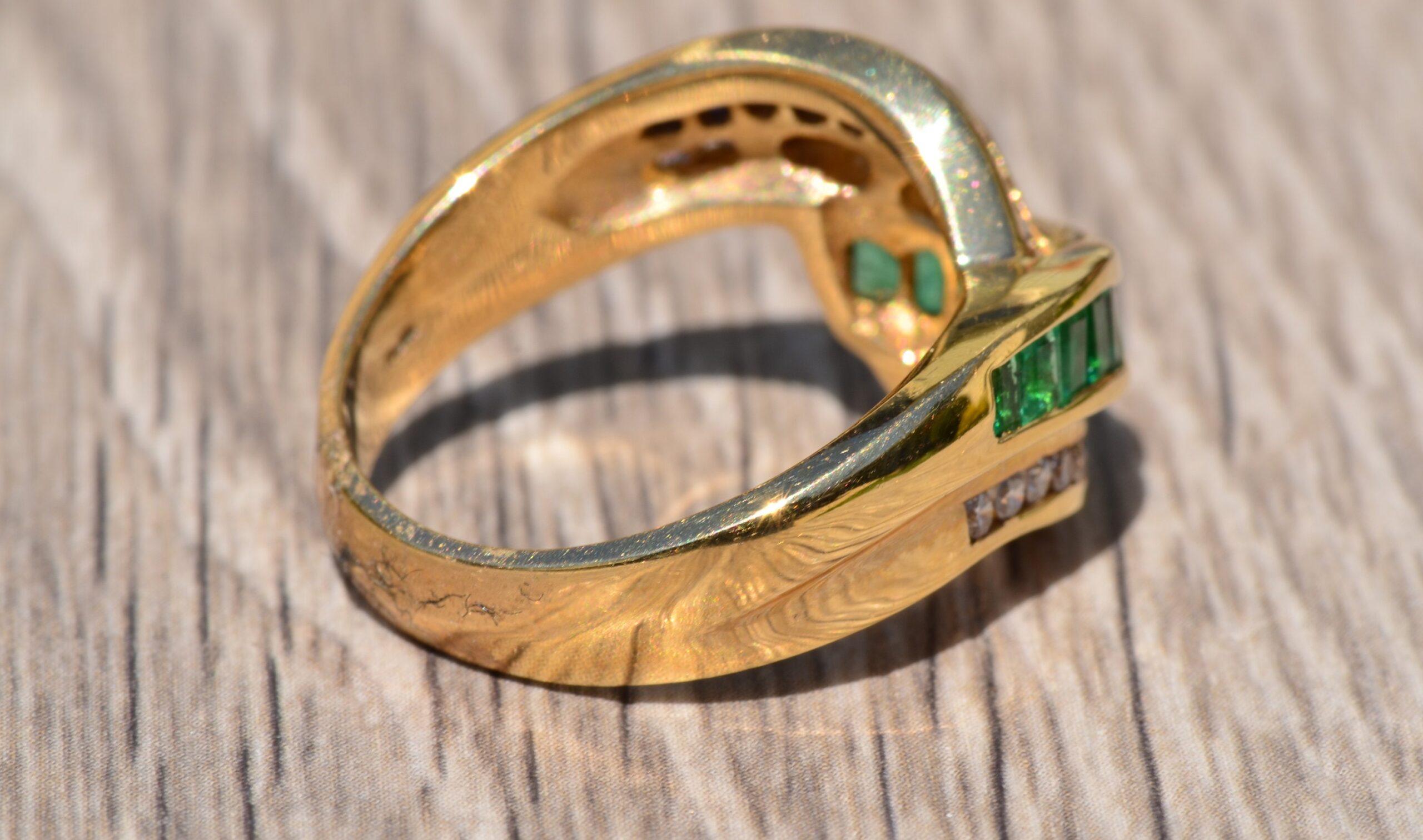 The Matador: Signed Emerald, Sapphire & Diamond Cocktail Wave Ring - Image 4