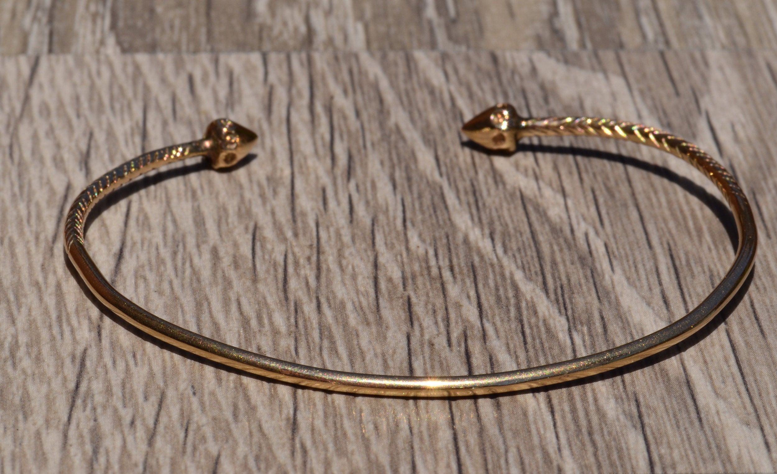 SOLD - The Belmar: Vintage Minimalist Bangle Bracelet in Yellow Gold - Image 2
