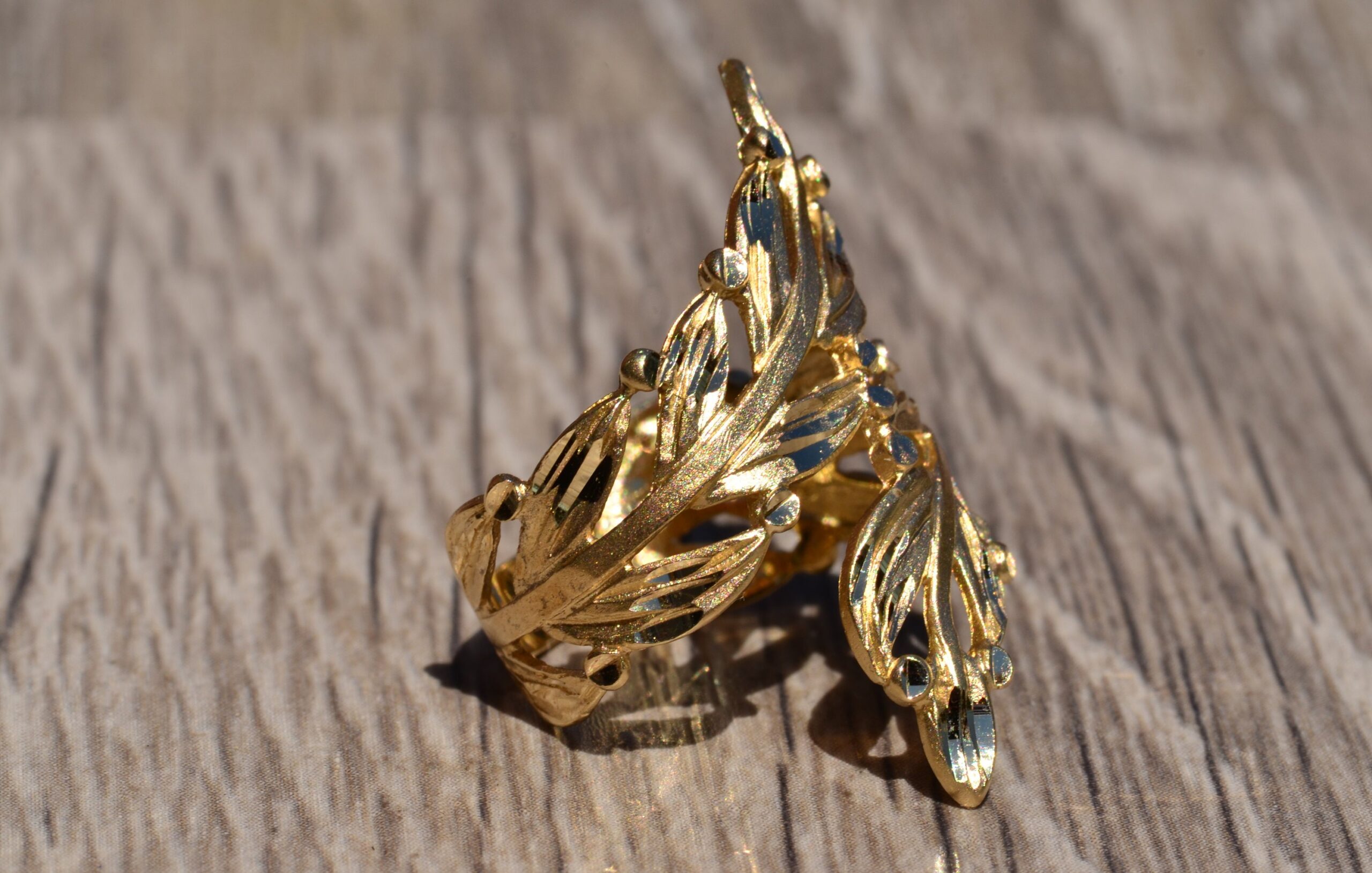 SOLD - The Woodhaven Road: Yellow Gold Floral Statement Ring - Image 6