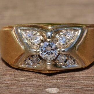 SOLD - The Crenshaw Boulevard: Yellow Gold Gentleman's Ring with Diamonds