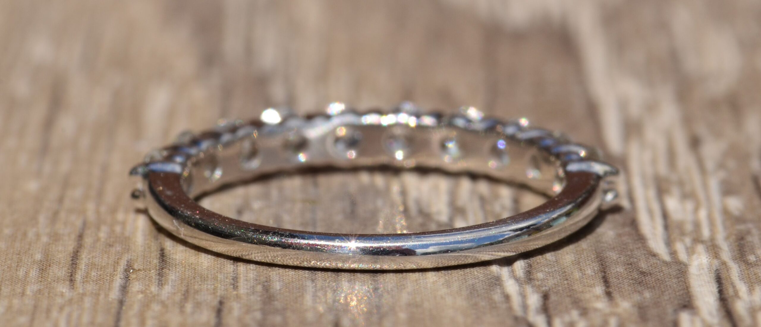 The El Paso: Custom 14 Karat White Gold Shared Prong Band Set with 0.90 Carats of Diamonds - Image 3