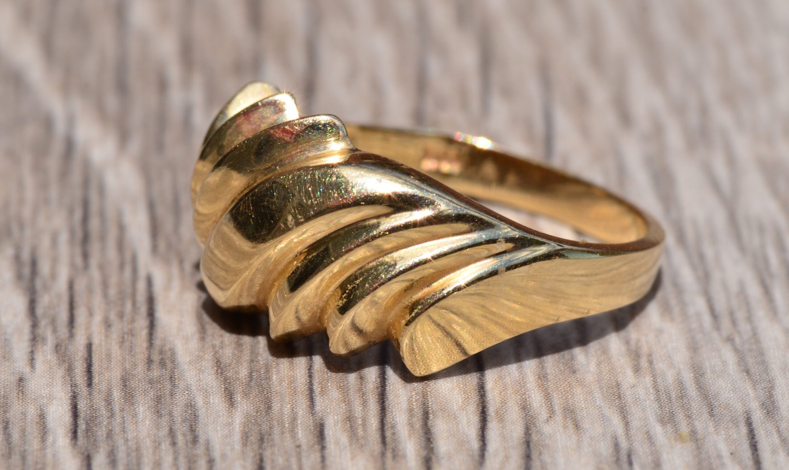 SOLD - The Ballard Street: Contemporary Yellow Gold Wave Ring - Image 2