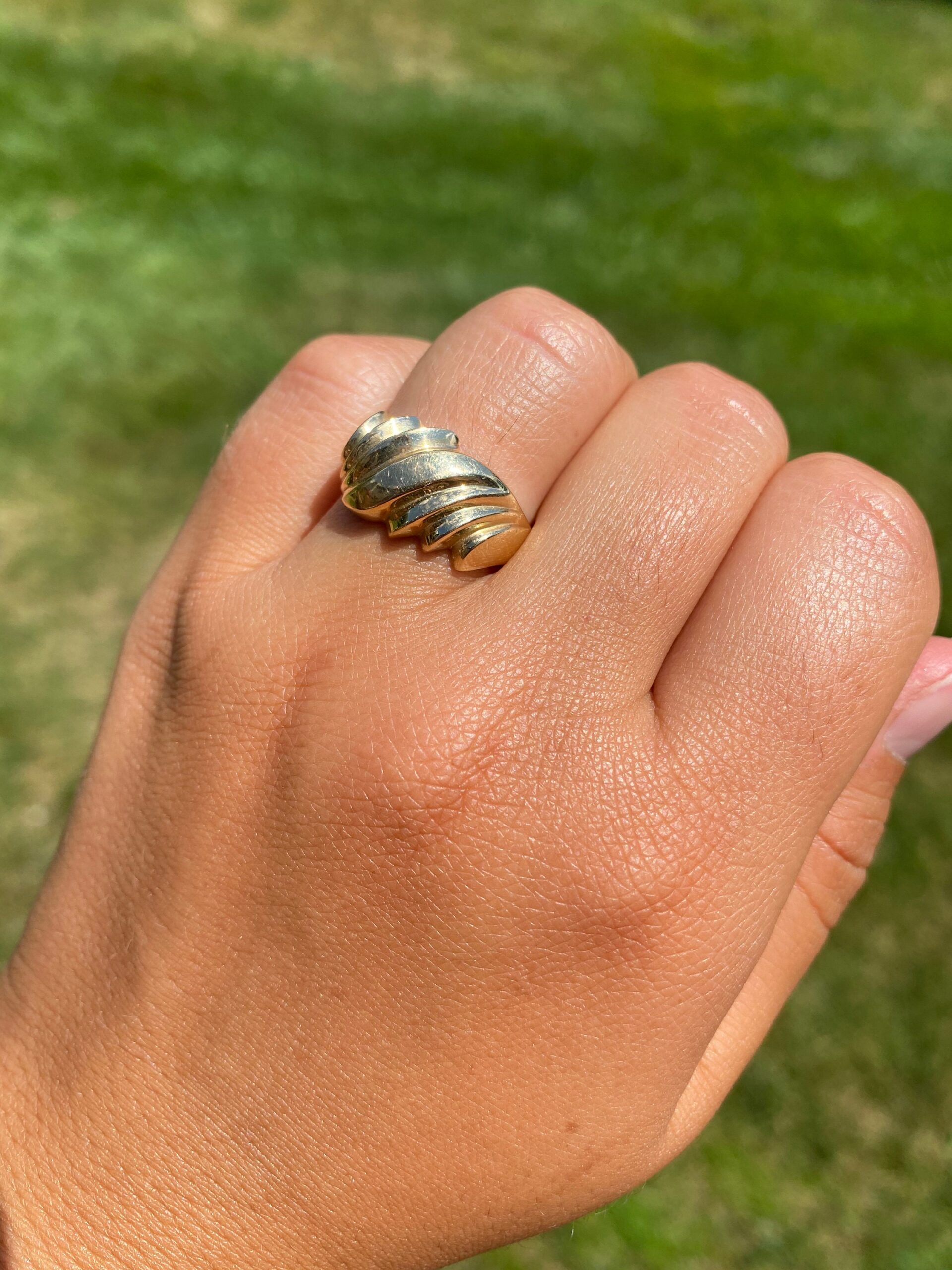 SOLD - The Ballard Street: Contemporary Yellow Gold Wave Ring - Image 8