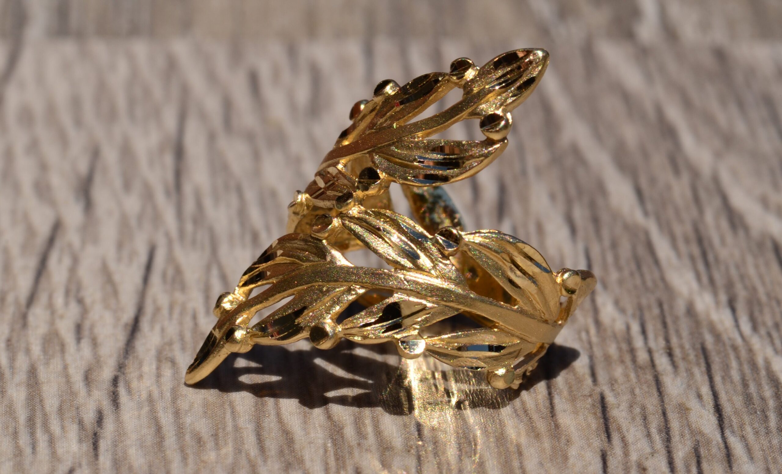 SOLD - The Woodhaven Road: Yellow Gold Floral Statement Ring - Image 2