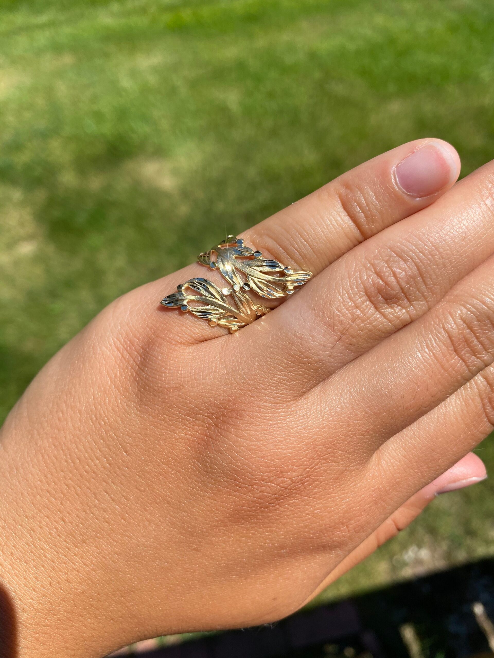 SOLD - The Woodhaven Road: Yellow Gold Floral Statement Ring - Image 8