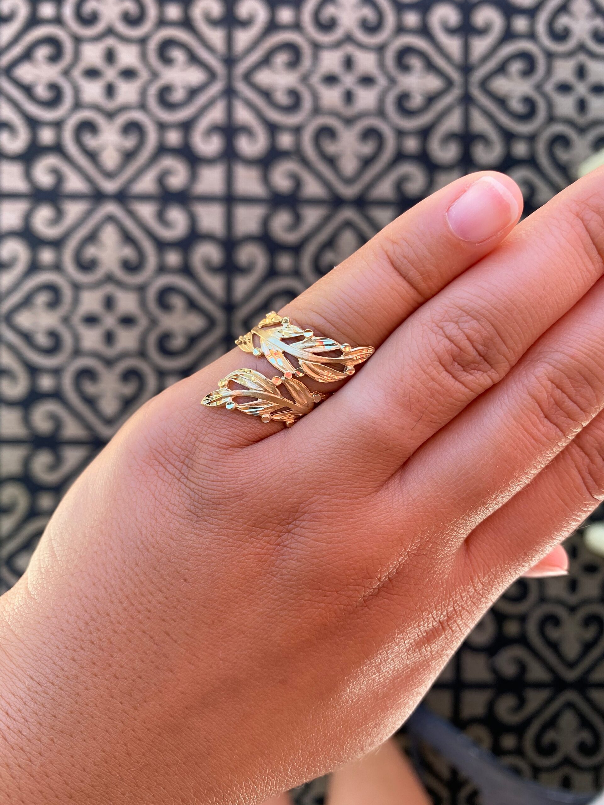 SOLD - The Woodhaven Road: Yellow Gold Floral Statement Ring - Image 10