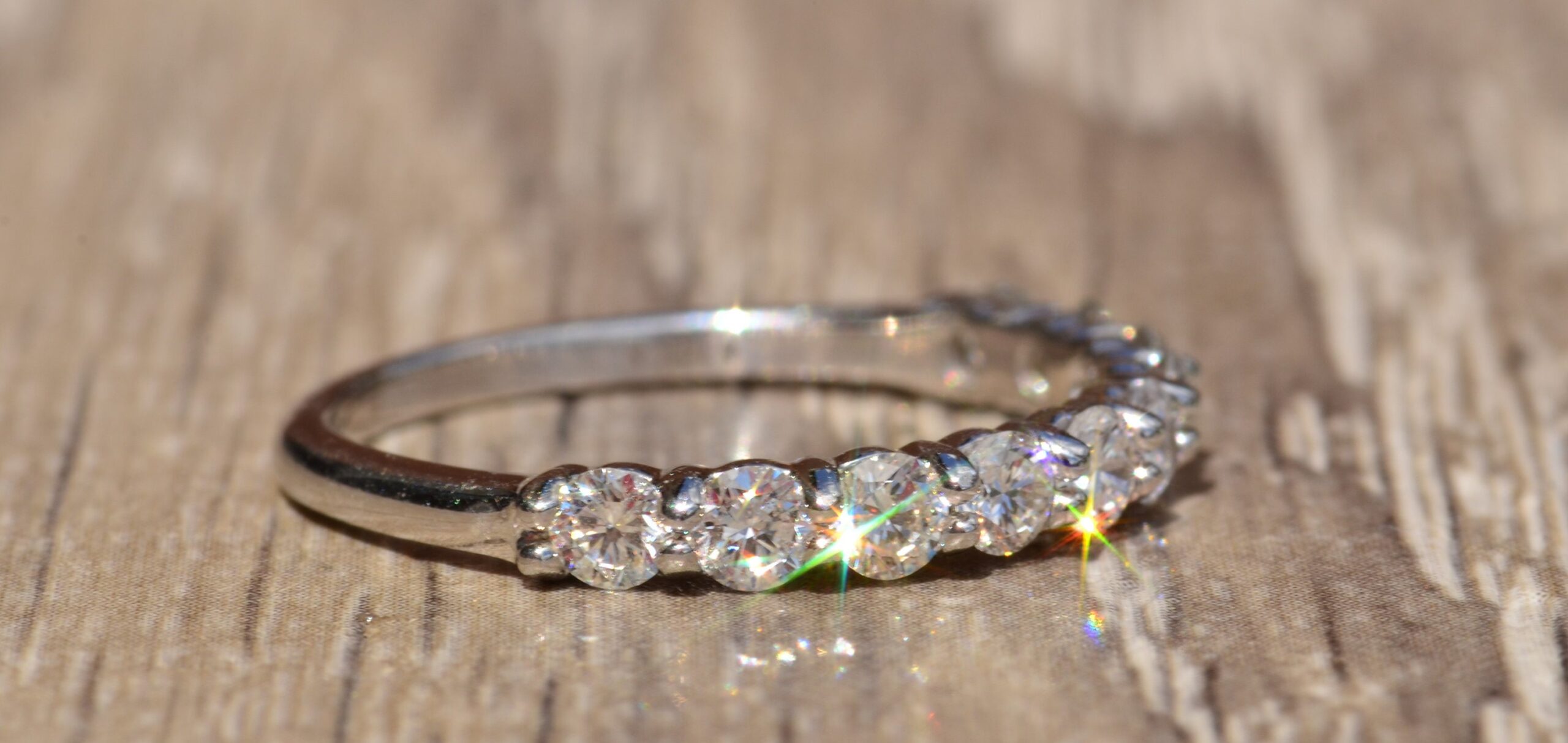 The El Paso: Custom 14 Karat White Gold Shared Prong Band Set with 0.90 Carats of Diamonds - Image 4