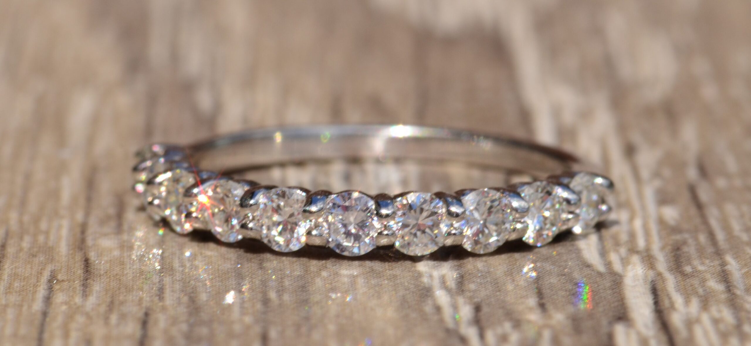 The El Paso: Custom 14 Karat White Gold Shared Prong Band Set with 0.90 Carats of Diamonds - Image 5
