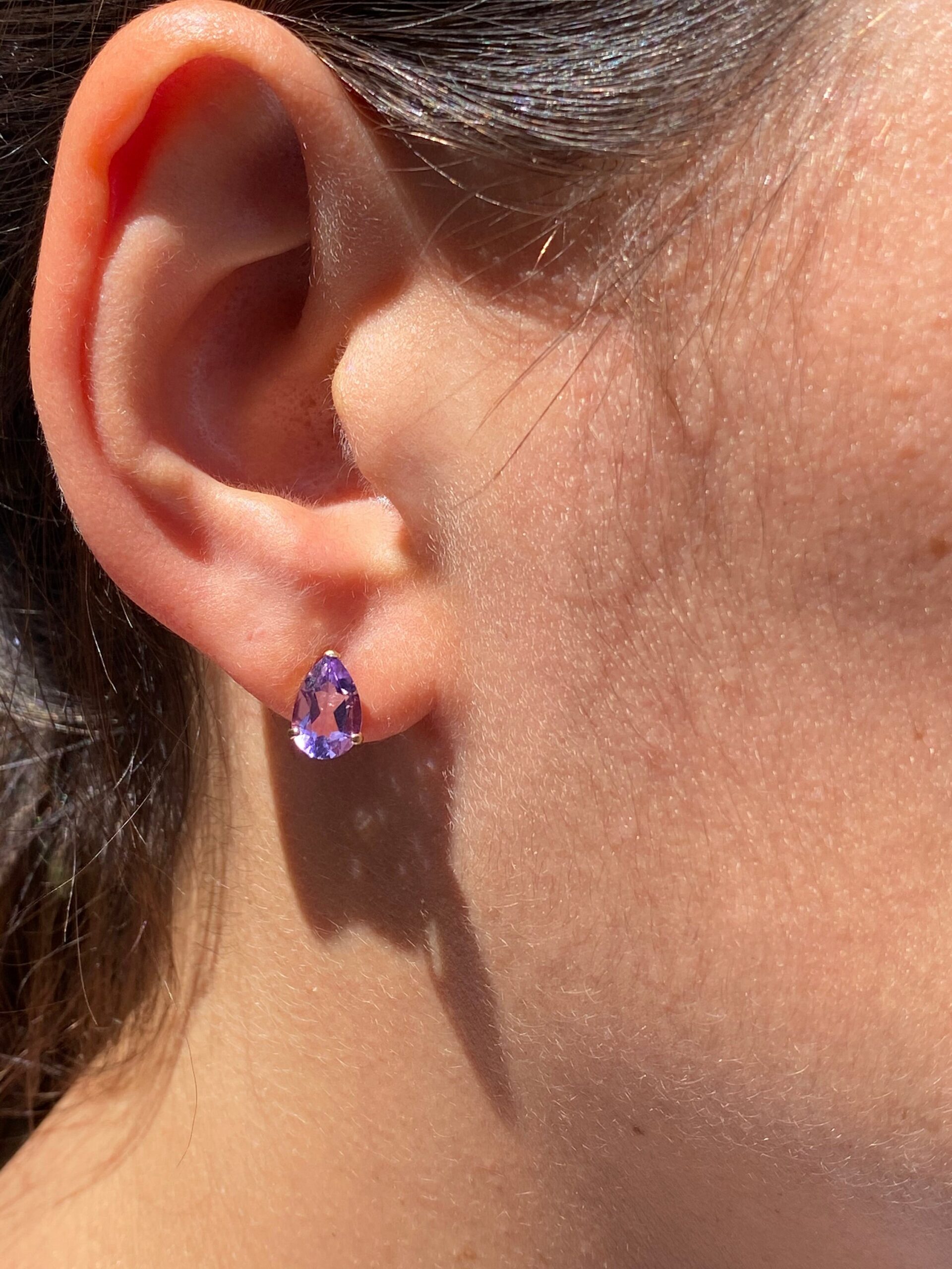 SOLD - The Shiloh Street: Pear Shaped Amethyst Stud Earrings - Image 3