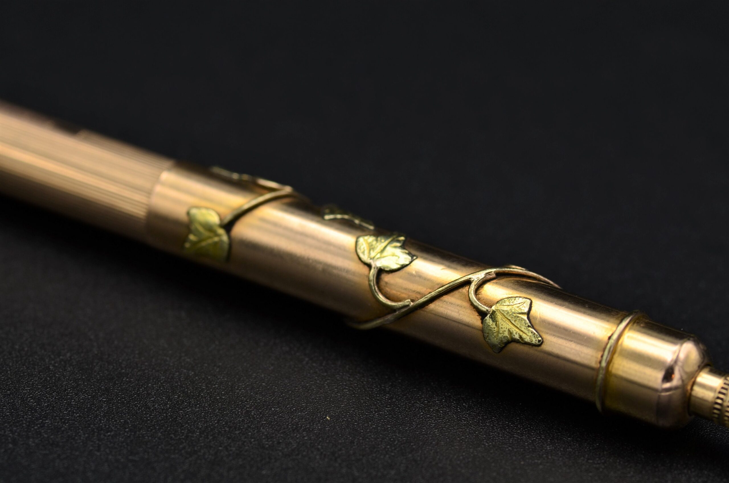 SOLD - The Cleveland: Antique Rose Gold Filled and Green Gold Mechanical Pencil Pendant - Image 3
