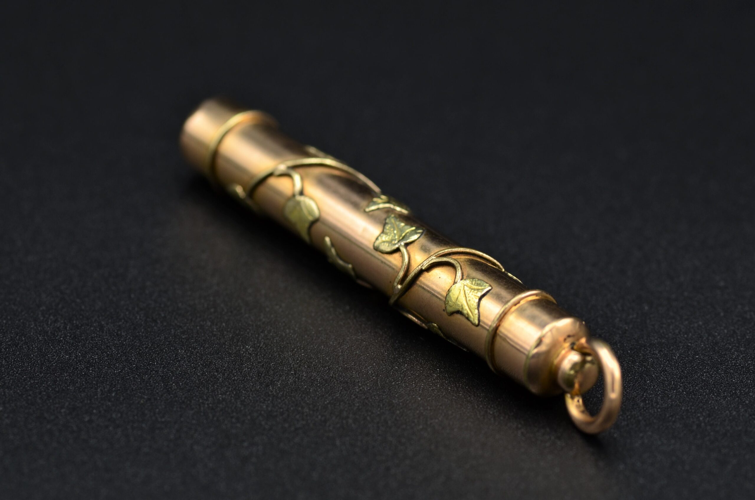 SOLD - The Cleveland: Antique Rose Gold Filled and Green Gold Mechanical Pencil Pendant - Image 2