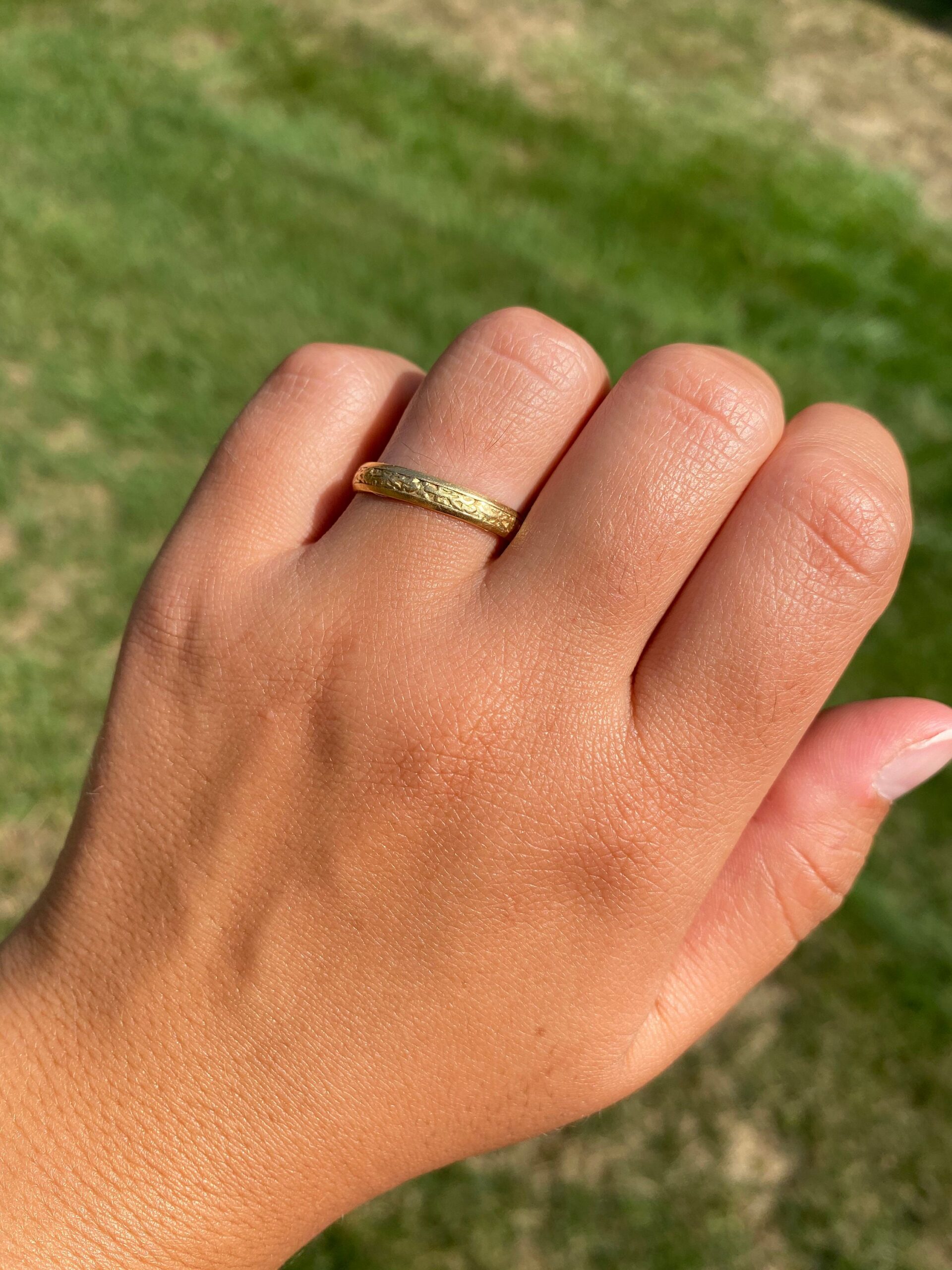 The Ash Lane: Yellow Gold Floral Motif Eternity Band - Image 5