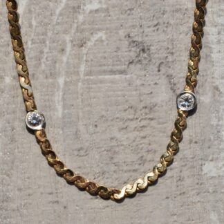 SOLD - The Rehoboth:  Vintage Yellow Gold Necklace Set with Two Diamond Stations