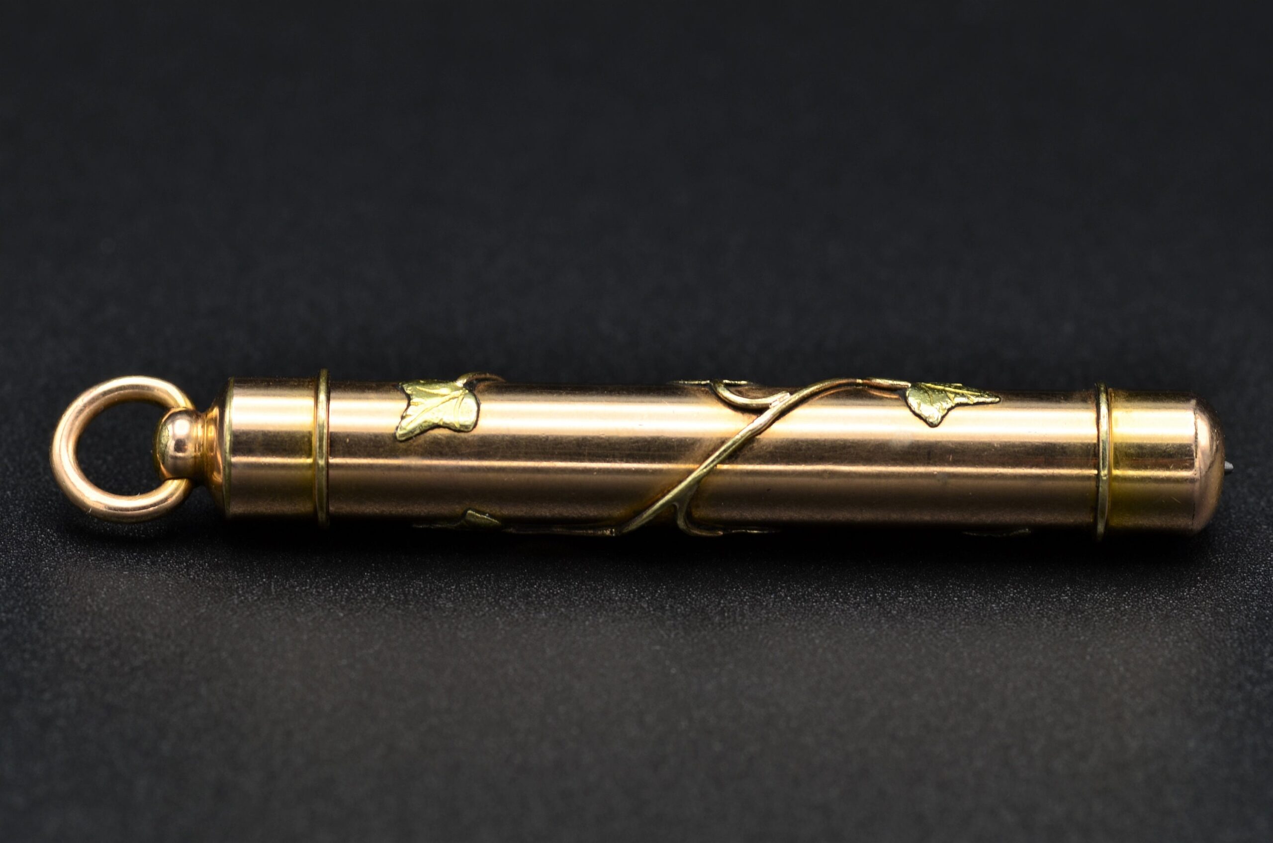 SOLD - The Cleveland: Antique Rose Gold Filled and Green Gold Mechanical Pencil Pendant - Image 7