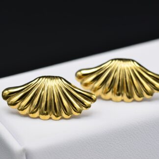 SOLD - The Pickford:  Vintage Yellow Gold Filled Fan Earrings