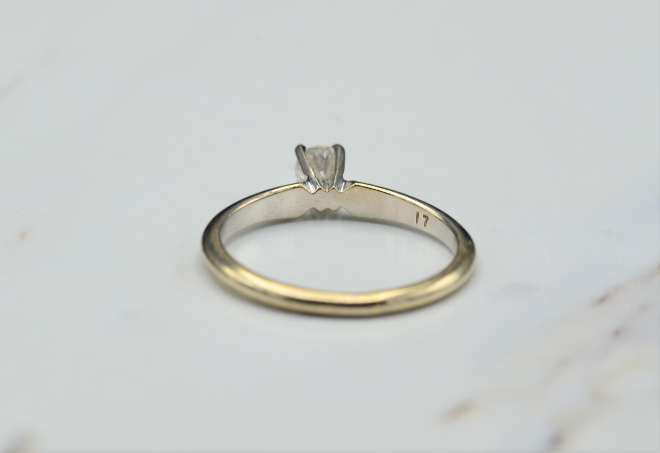 The Morro: Vintage White Gold Solitaire Diamond Engagement Ring - Image 4