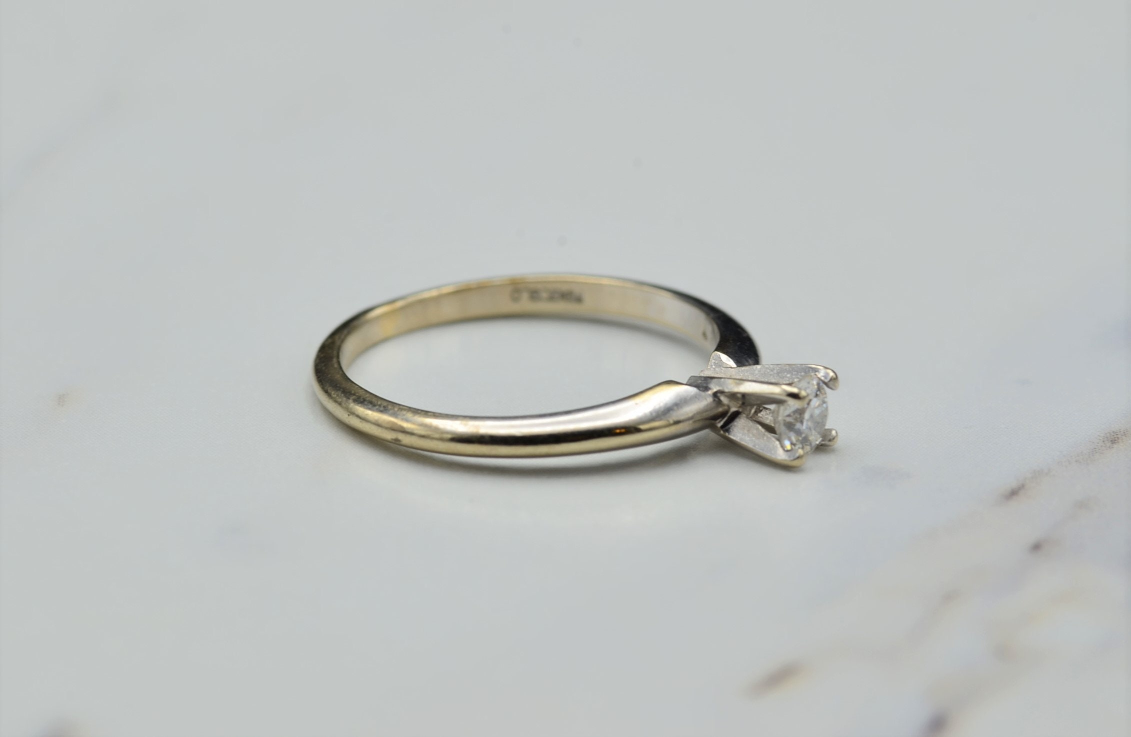 The Morro: Vintage White Gold Solitaire Diamond Engagement Ring - Image 2