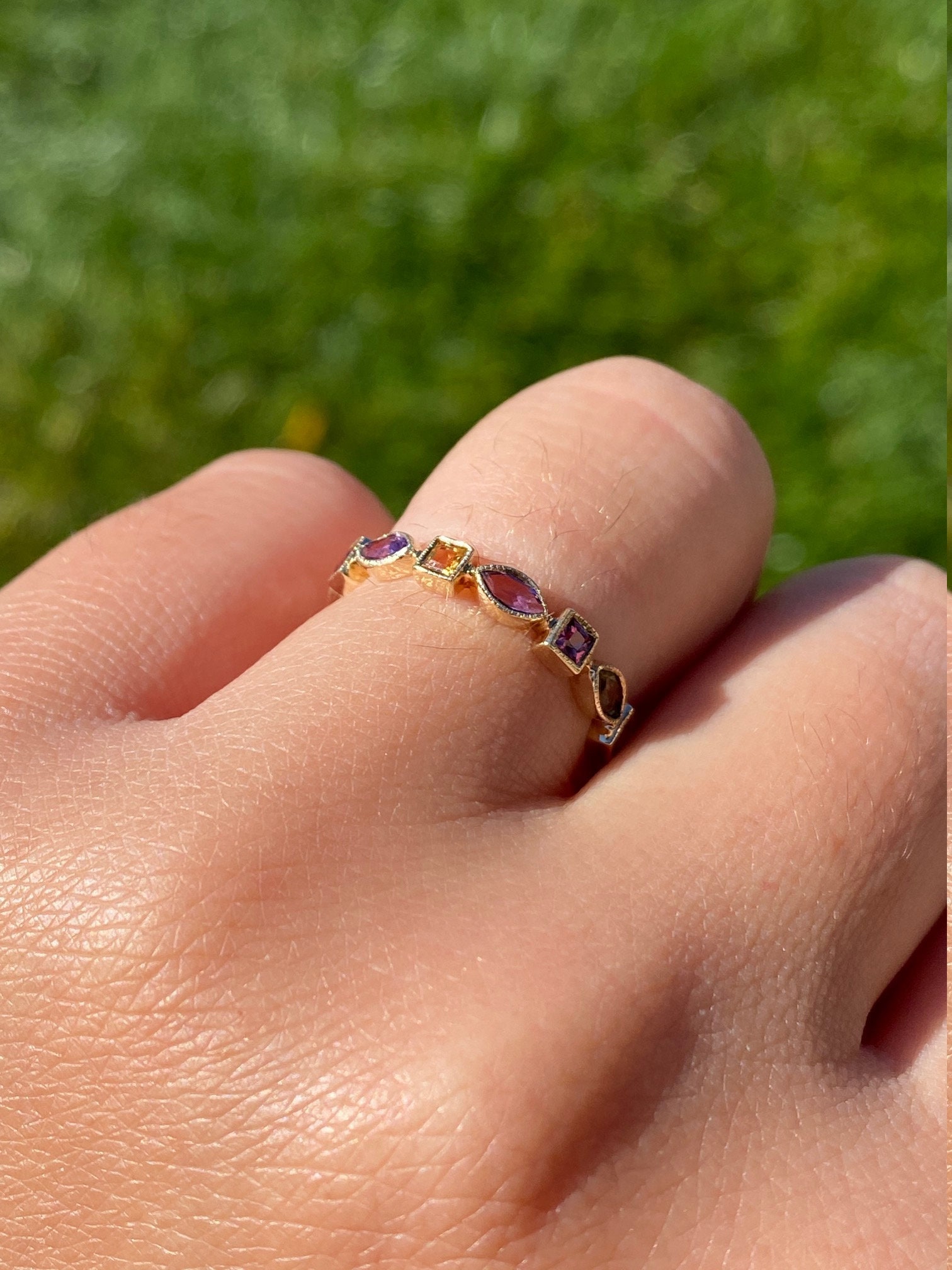 SOLD - The Aaliyah: Ladies Gold Multi-Gem Eternity Band - Image 6